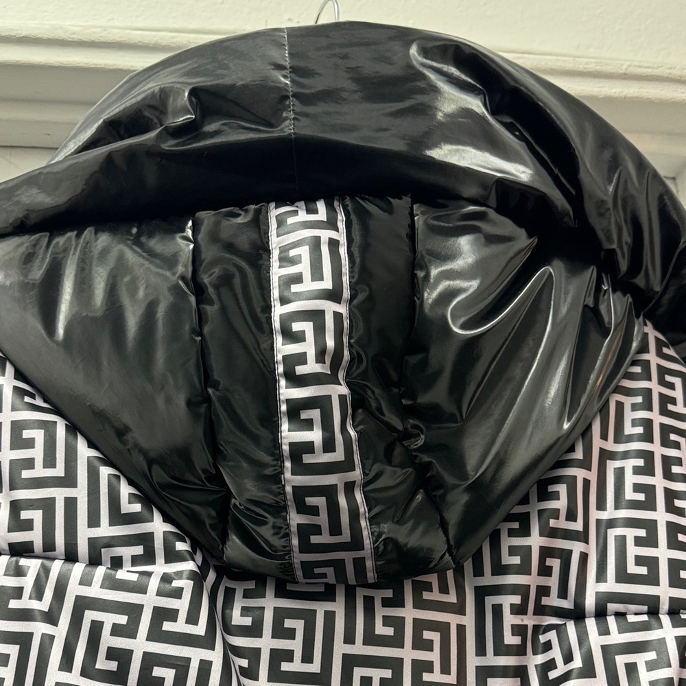 Monochrome Geometric Bomber Jacket - Black & White - Picture 5 of 10